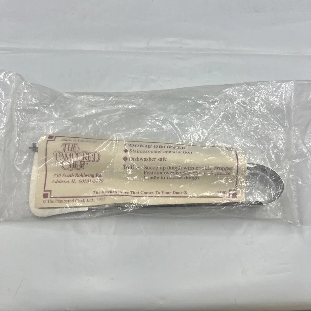 NIP VTG 1995 Pampered Chef Cookie Dropper 1530 Stainless Steel Baking Scoop New